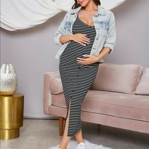 Button front striped dress